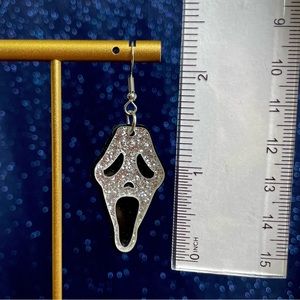 Ghost Face glitter dangle earrings